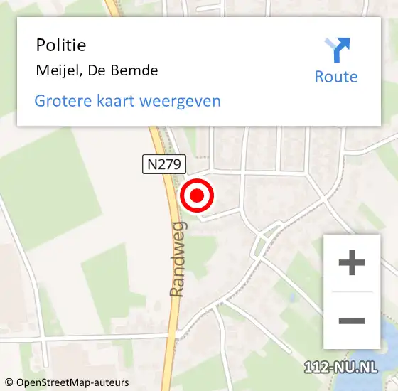 Locatie op kaart van de 112 melding: Politie Meijel, De Bemde op 7 mei 2022 16:03