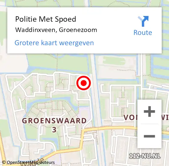 Locatie op kaart van de 112 melding: Politie Met Spoed Naar Waddinxveen, Groenezoom op 7 mei 2022 16:11