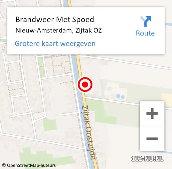 Locatie op kaart van de 112 melding: Brandweer Met Spoed Naar Nieuw-Amsterdam, Zijtak OZ op 7 mei 2022 16:16