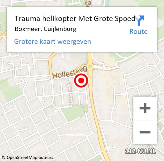 Locatie op kaart van de 112 melding: Trauma helikopter Met Grote Spoed Naar Boxmeer, Cuijlenburg op 7 mei 2022 16:47