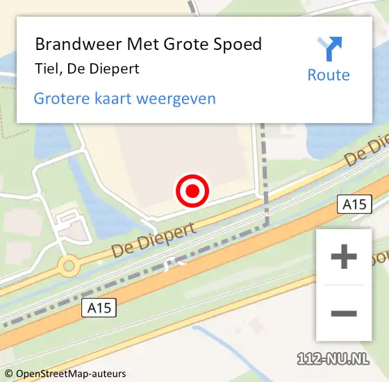 Locatie op kaart van de 112 melding: Brandweer Met Grote Spoed Naar Tiel, De Diepert op 7 mei 2022 16:50