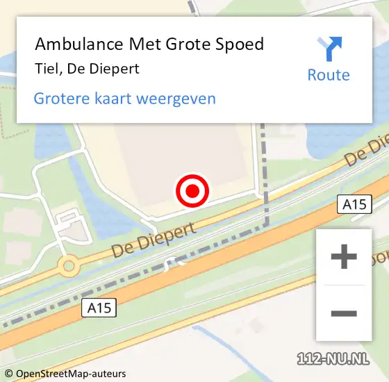 Locatie op kaart van de 112 melding: Ambulance Met Grote Spoed Naar Tiel, De Diepert op 7 mei 2022 16:50