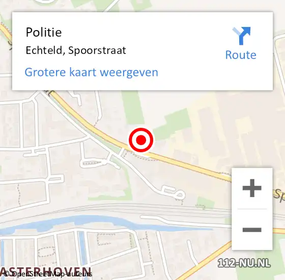 Locatie op kaart van de 112 melding: Politie Echteld, Spoorstraat op 7 mei 2022 16:52
