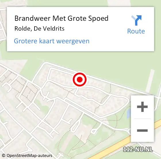 Locatie op kaart van de 112 melding: Brandweer Met Grote Spoed Naar Rolde, De Veldrits op 7 mei 2022 17:02