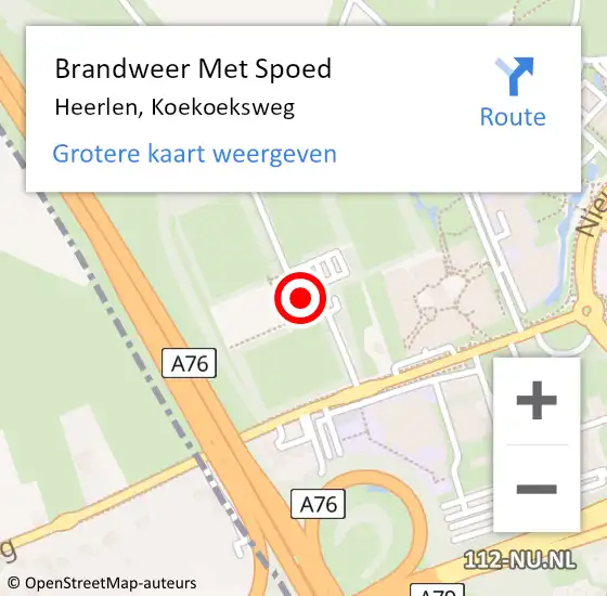 Locatie op kaart van de 112 melding: Brandweer Met Spoed Naar Heerlen, Koekoeksweg op 7 mei 2022 17:06