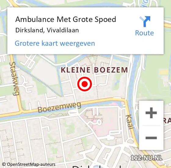 Locatie op kaart van de 112 melding: Ambulance Met Grote Spoed Naar Dirksland, Vivaldilaan op 7 mei 2022 17:08