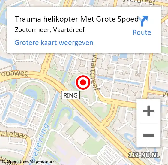 Locatie op kaart van de 112 melding: Trauma helikopter Met Grote Spoed Naar Zoetermeer, Vaartdreef op 7 mei 2022 17:09