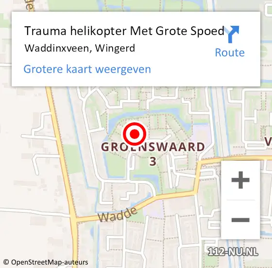 Locatie op kaart van de 112 melding: Trauma helikopter Met Grote Spoed Naar Waddinxveen, Wingerd op 7 mei 2022 17:26