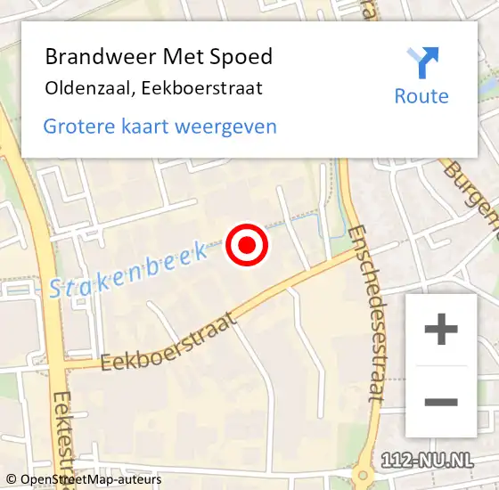 Locatie op kaart van de 112 melding: Brandweer Met Spoed Naar Oldenzaal, Eekboerstraat op 7 mei 2022 17:37