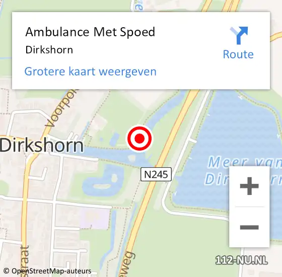 Locatie op kaart van de 112 melding: Ambulance Met Spoed Naar Dirkshorn op 7 mei 2022 17:44