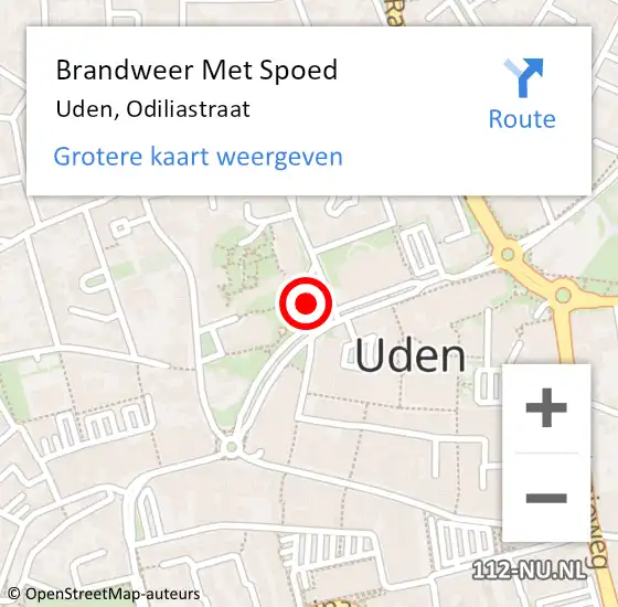 Locatie op kaart van de 112 melding: Brandweer Met Spoed Naar Uden, Odiliastraat op 7 mei 2022 17:58