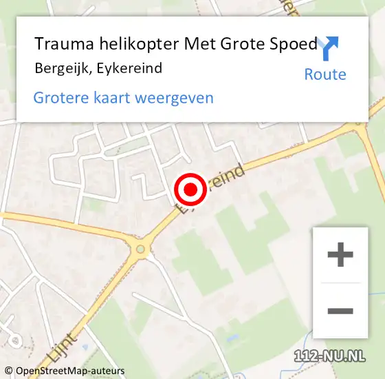 Locatie op kaart van de 112 melding: Trauma helikopter Met Grote Spoed Naar Bergeijk, Eykereind op 7 mei 2022 18:02