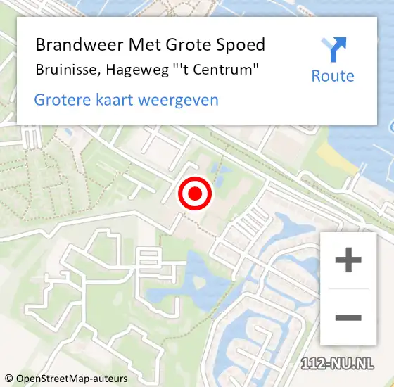 Locatie op kaart van de 112 melding: Brandweer Met Grote Spoed Naar Bruinisse, Hageweg "'t Centrum" op 7 mei 2022 18:34