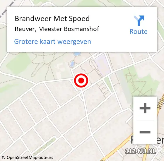 Locatie op kaart van de 112 melding: Brandweer Met Spoed Naar Reuver, Meester Bosmanshof op 7 mei 2022 18:52