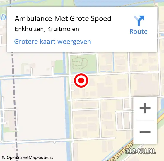 Locatie op kaart van de 112 melding: Ambulance Met Grote Spoed Naar Enkhuizen, Kruitmolen op 7 mei 2022 18:53