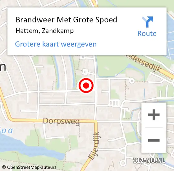 Locatie op kaart van de 112 melding: Brandweer Met Grote Spoed Naar Hattem, Zandkamp op 7 mei 2022 19:04