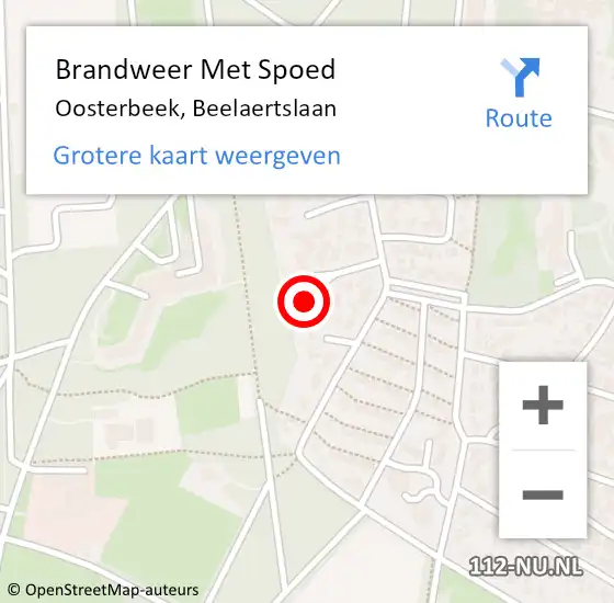 Locatie op kaart van de 112 melding: Brandweer Met Spoed Naar Oosterbeek, Beelaertslaan op 7 mei 2022 19:18