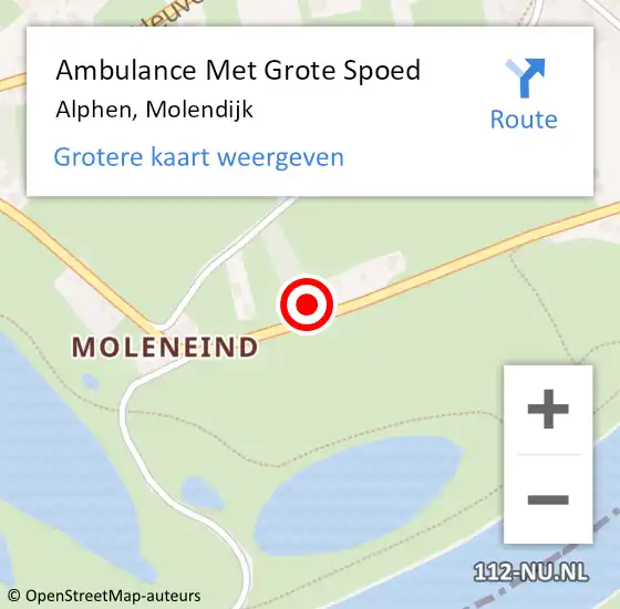 Locatie op kaart van de 112 melding: Ambulance Met Grote Spoed Naar Alphen, Molendijk op 7 mei 2022 19:39