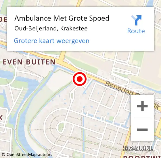 Locatie op kaart van de 112 melding: Ambulance Met Grote Spoed Naar Oud-Beijerland, Krakestee op 7 mei 2022 20:05