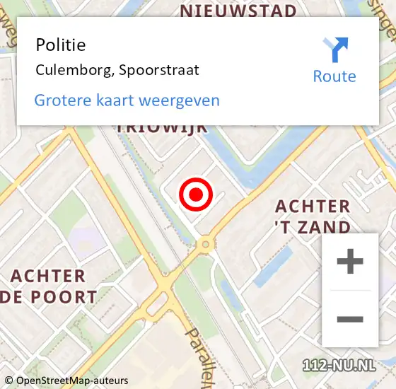 Locatie op kaart van de 112 melding: Politie Culemborg, Spoorstraat op 7 mei 2022 20:13
