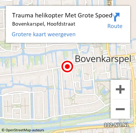 Locatie op kaart van de 112 melding: Trauma helikopter Met Grote Spoed Naar Bovenkarspel, Hoofdstraat op 7 mei 2022 20:31