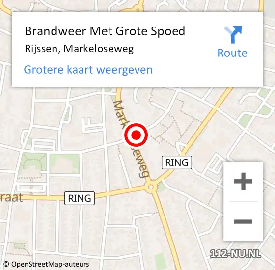 Locatie op kaart van de 112 melding: Brandweer Met Grote Spoed Naar Rijssen, Markeloseweg op 7 mei 2022 20:33