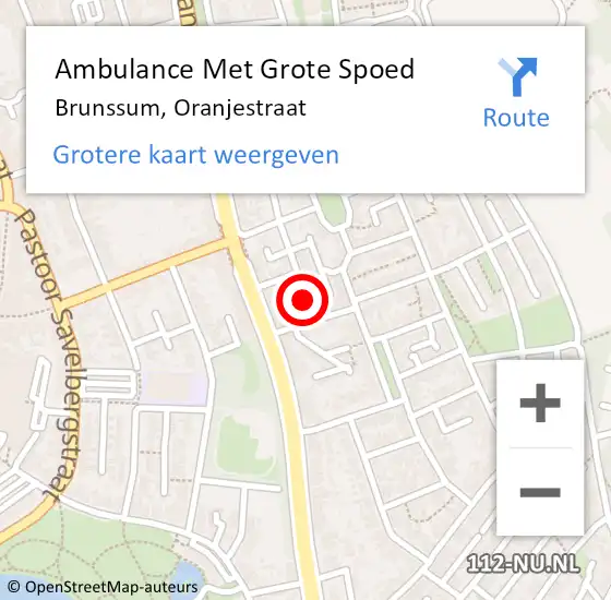 Locatie op kaart van de 112 melding: Ambulance Met Grote Spoed Naar Brunssum, Oranjestraat op 16 juli 2014 17:30