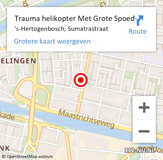 Locatie op kaart van de 112 melding: Trauma helikopter Met Grote Spoed Naar 's-Hertogenbosch, Sumatrastraat op 7 mei 2022 20:56