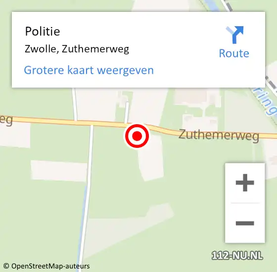 Locatie op kaart van de 112 melding: Politie Zwolle, Zuthemerweg op 7 mei 2022 21:01