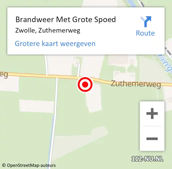 Locatie op kaart van de 112 melding: Brandweer Met Grote Spoed Naar Zwolle, Zuthemerweg op 7 mei 2022 21:01