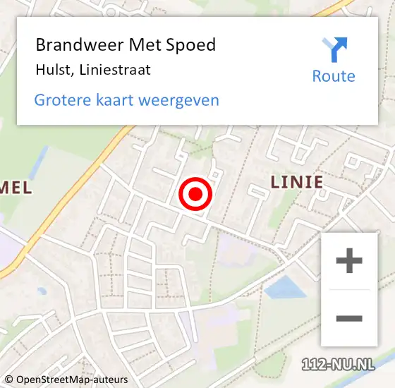 Locatie op kaart van de 112 melding: Brandweer Met Spoed Naar Hulst, Liniestraat op 7 mei 2022 21:12