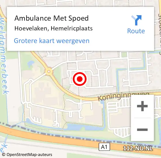 Locatie op kaart van de 112 melding: Ambulance Met Spoed Naar Hoevelaken, Hemelricplaats op 7 mei 2022 21:29