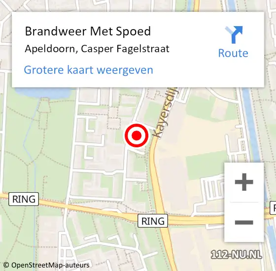 Locatie op kaart van de 112 melding: Brandweer Met Spoed Naar Apeldoorn, Casper Fagelstraat op 7 mei 2022 21:30