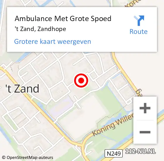 Locatie op kaart van de 112 melding: Ambulance Met Grote Spoed Naar 't Zand, Zandhope op 7 mei 2022 21:37