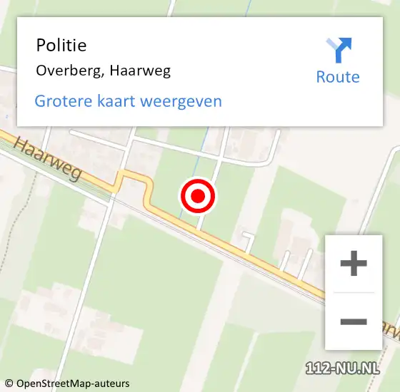 Locatie op kaart van de 112 melding: Politie Overberg, Haarweg op 7 mei 2022 22:04