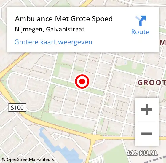 Locatie op kaart van de 112 melding: Ambulance Met Grote Spoed Naar Nijmegen, Galvanistraat op 7 mei 2022 22:07