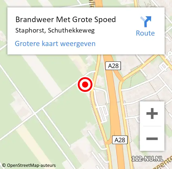 Locatie op kaart van de 112 melding: Brandweer Met Grote Spoed Naar Staphorst, Schuthekkeweg op 7 mei 2022 22:16