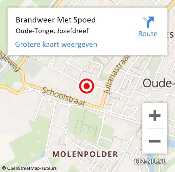 Locatie op kaart van de 112 melding: Brandweer Met Spoed Naar Oude-Tonge, Jozefdreef op 7 mei 2022 23:06