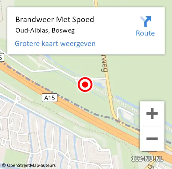 Locatie op kaart van de 112 melding: Brandweer Met Spoed Naar Oud-Alblas, Bosweg op 7 mei 2022 23:18