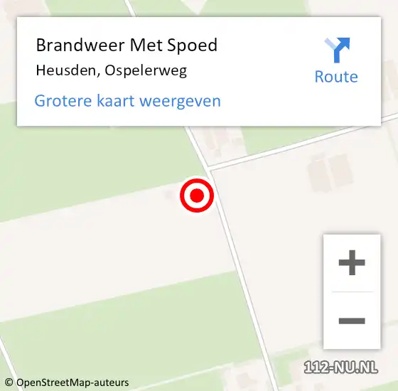 Locatie op kaart van de 112 melding: Brandweer Met Spoed Naar Heusden, Ospelerweg op 7 mei 2022 23:25