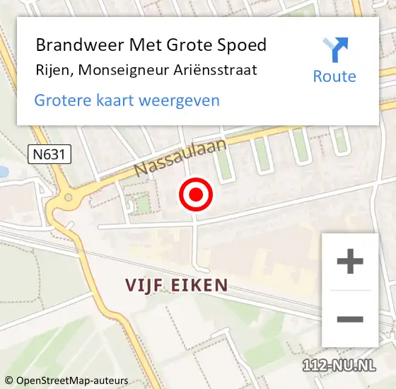 Locatie op kaart van de 112 melding: Brandweer Met Grote Spoed Naar Rijen, Monseigneur Ariënsstraat op 7 mei 2022 23:40