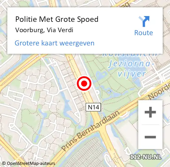 Locatie op kaart van de 112 melding: Politie Met Grote Spoed Naar Voorburg, Via Verdi op 7 mei 2022 23:41