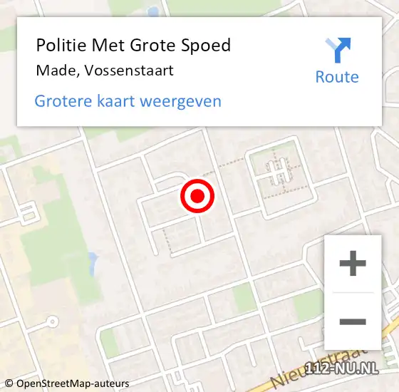 Locatie op kaart van de 112 melding: Politie Met Grote Spoed Naar Made, Vossenstaart op 7 mei 2022 23:58