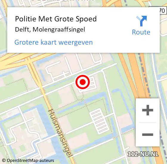 Locatie op kaart van de 112 melding: Politie Met Grote Spoed Naar Delft, Molengraaffsingel op 8 mei 2022 00:07