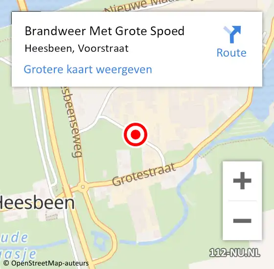 Locatie op kaart van de 112 melding: Brandweer Met Grote Spoed Naar Heesbeen, Voorstraat op 8 mei 2022 00:18