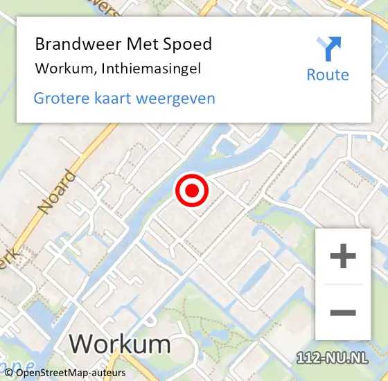 Locatie op kaart van de 112 melding: Brandweer Met Spoed Naar Workum, Inthiemasingel op 8 mei 2022 01:50