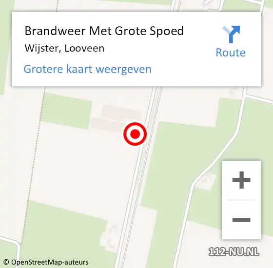 Locatie op kaart van de 112 melding: Brandweer Met Grote Spoed Naar Wijster, Looveen op 8 mei 2022 02:05