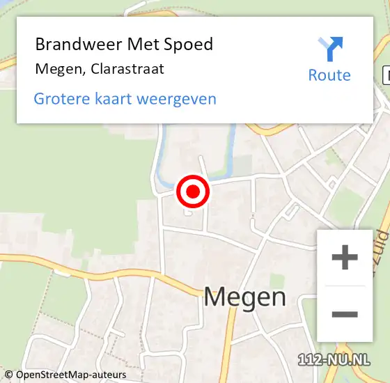 Locatie op kaart van de 112 melding: Brandweer Met Spoed Naar Megen, Clarastraat op 8 mei 2022 02:06