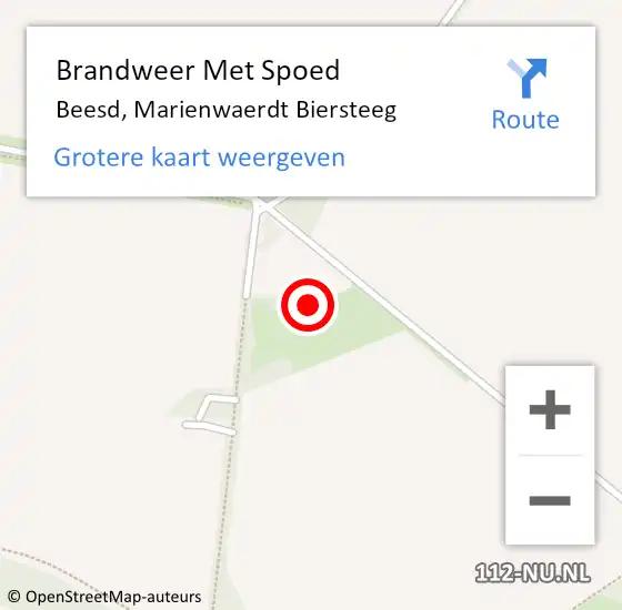 Locatie op kaart van de 112 melding: Brandweer Met Spoed Naar Beesd, Marienwaerdt Biersteeg op 8 mei 2022 02:06