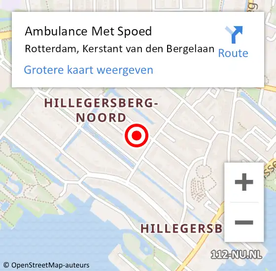 Locatie op kaart van de 112 melding: Ambulance Met Spoed Naar Rotterdam, Kerstant van den Bergelaan op 8 mei 2022 02:24